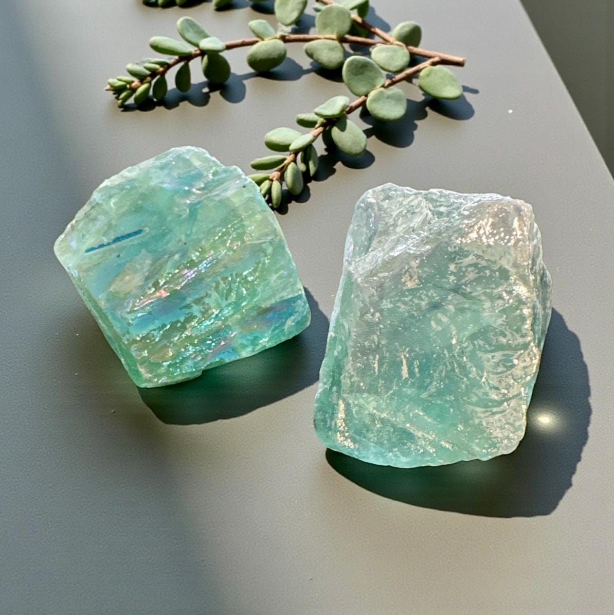Aura Crystal Set – Raw Amethyst, Rose Quartz, Fluorite, Angel Quartz
