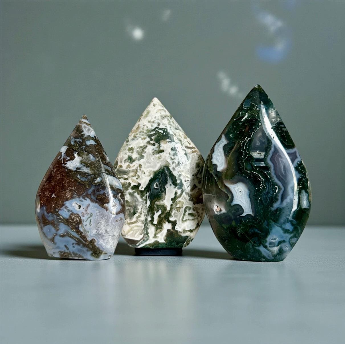 Moss Agate Flame Crystal: Nurturing Earth Energy Flame Free Form