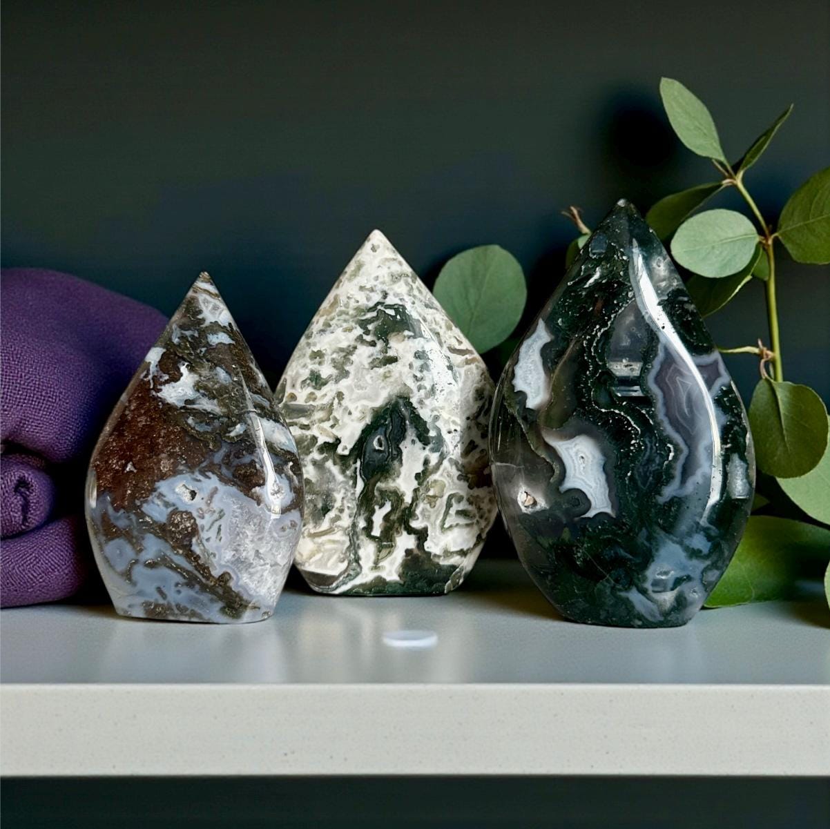 Moss Agate Flame Crystal: Nurturing Earth Energy Flame Free Form