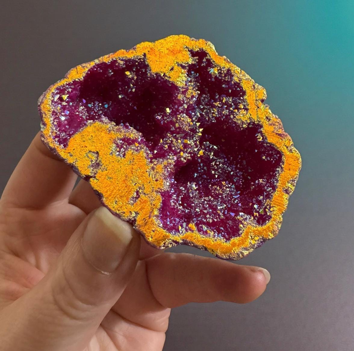 Fire Aura Geode: Radiant Energy Crystal - Luna by Louise