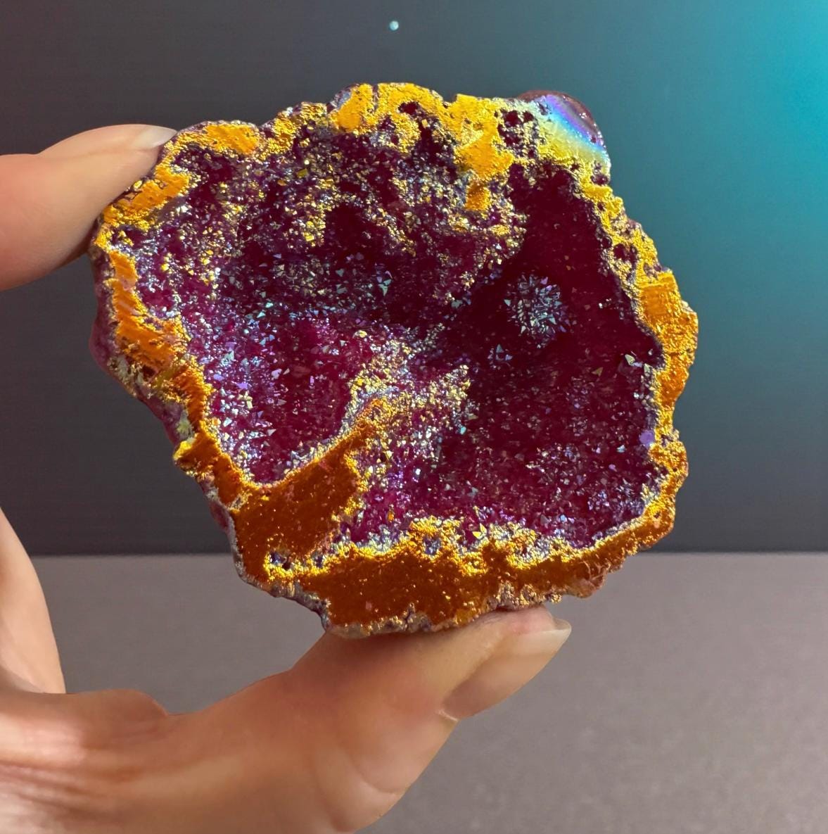 Aura Geode Gift Box: Radiant Rainbow Crystal, Magical Keepsake