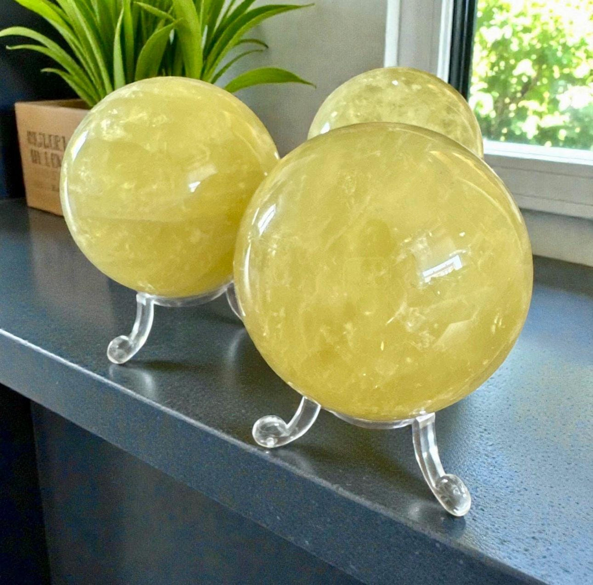 Lemon Quartz Crystal Sphere | Polished Stone, Optional LED Stand