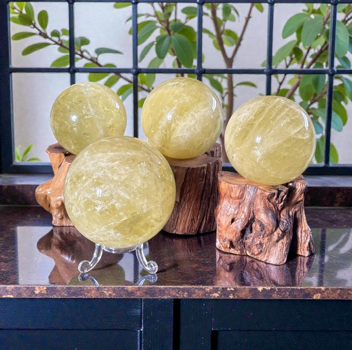 Lemon Quartz Crystal Sphere | Polished Stone, Optional LED Stand