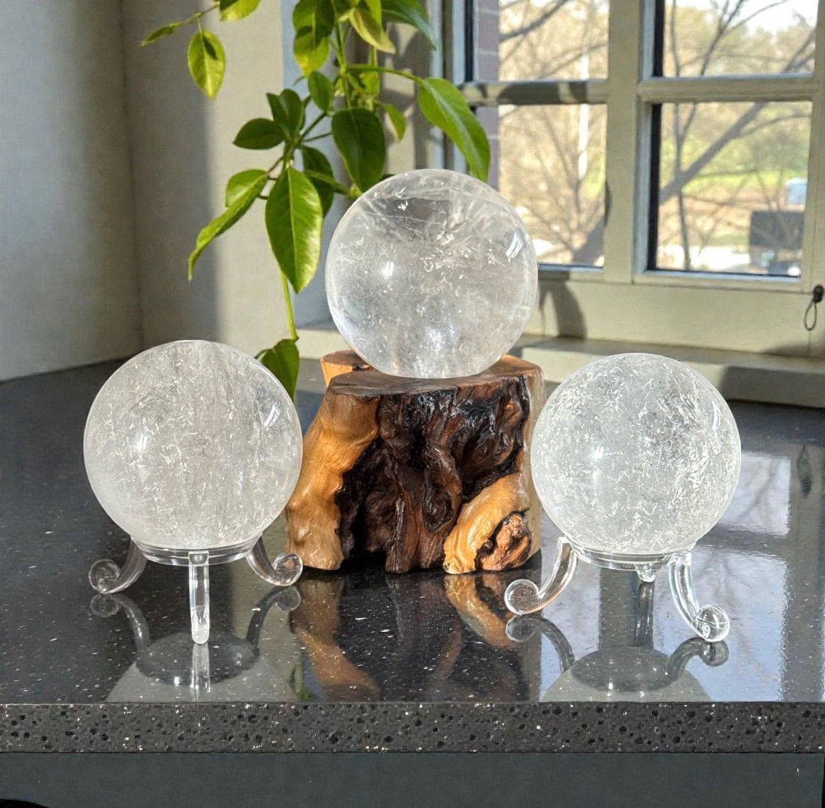 Clear Quartz Crystal Sphere | Master Healer Stone, Optional Light Stand