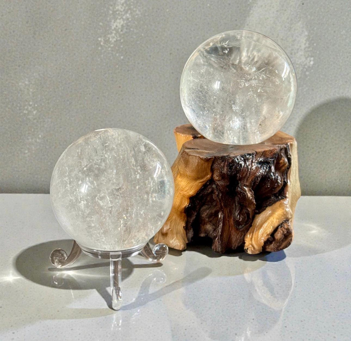 Clear Quartz Crystal Sphere | Master Healer Stone, Optional Light Stand