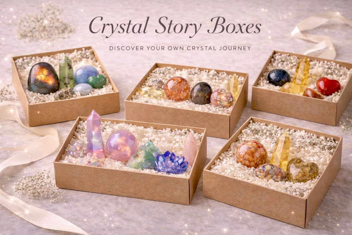 Aura Quartz Crystal Set • Emotional Healing Story Box