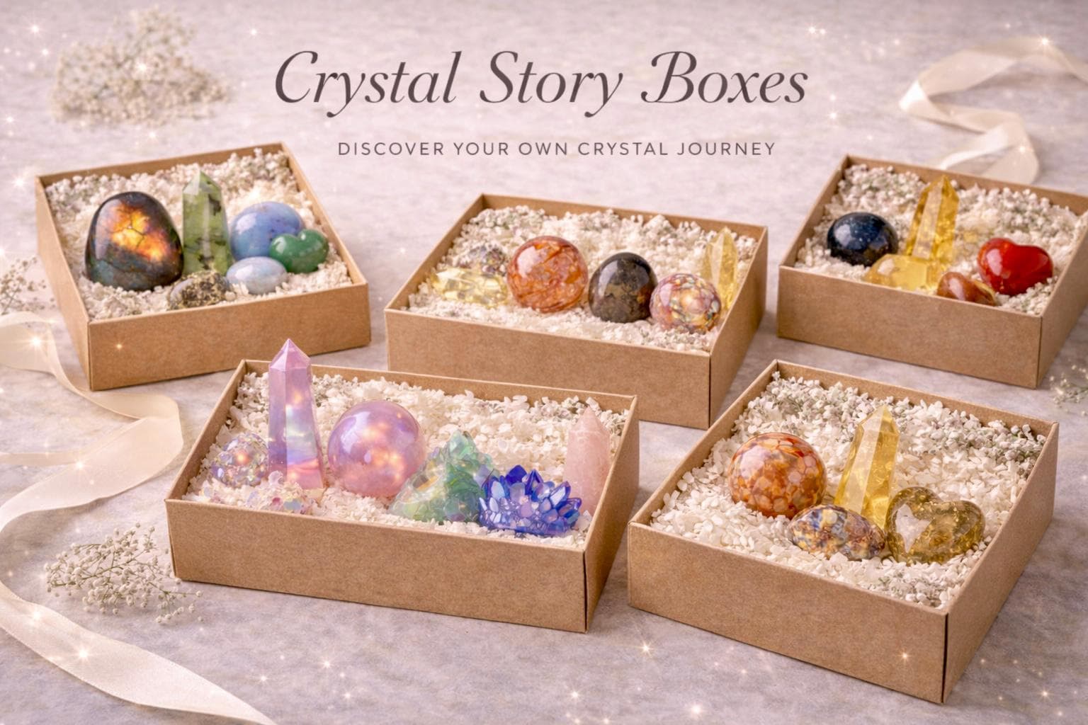 Aura Quartz Crystal Set • Emotional Healing Story Box