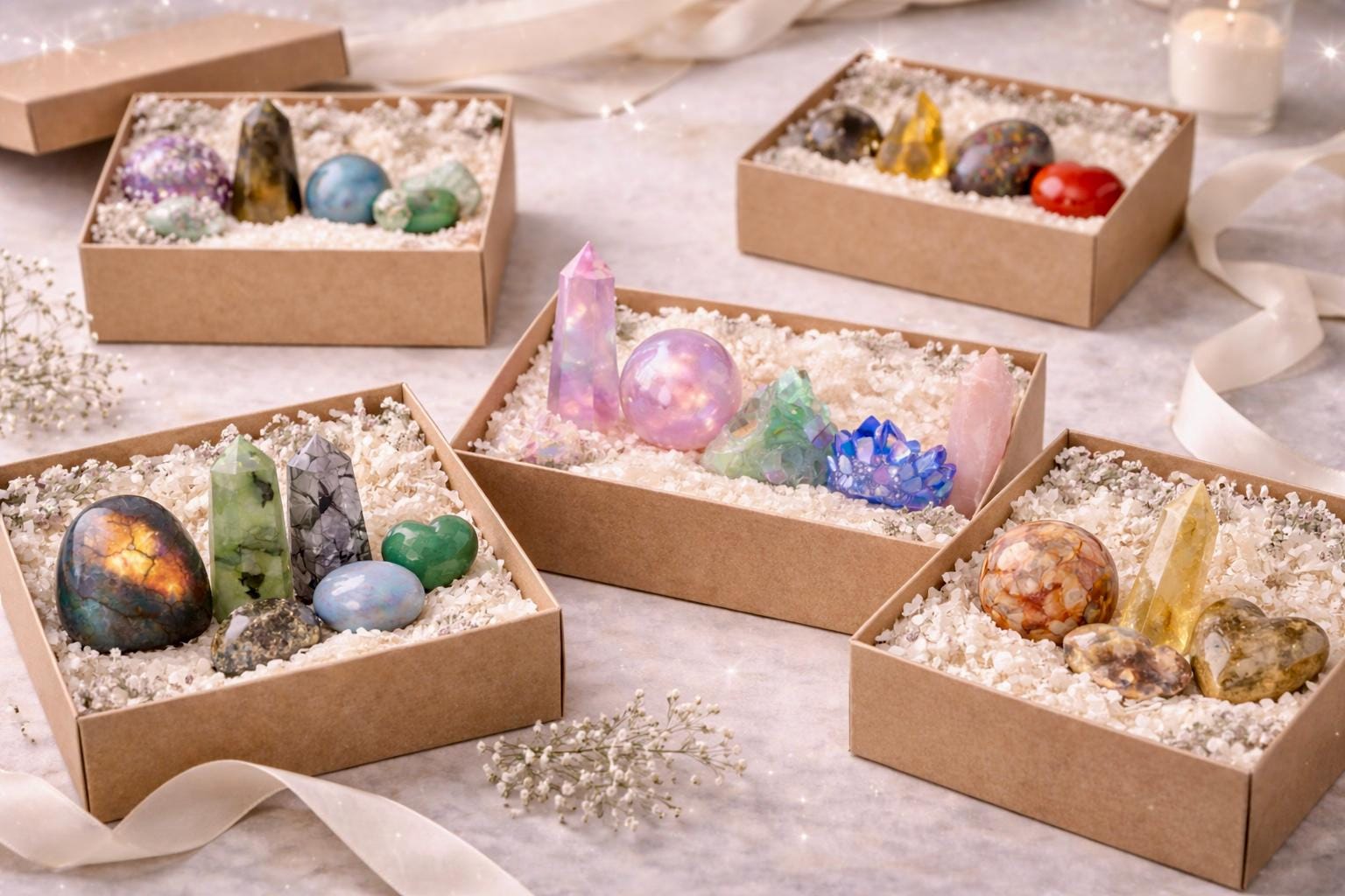 A Quiet Winter Evening Crystal Set. Rest • Stillness • Comfort. Crystal Story Bundle 3