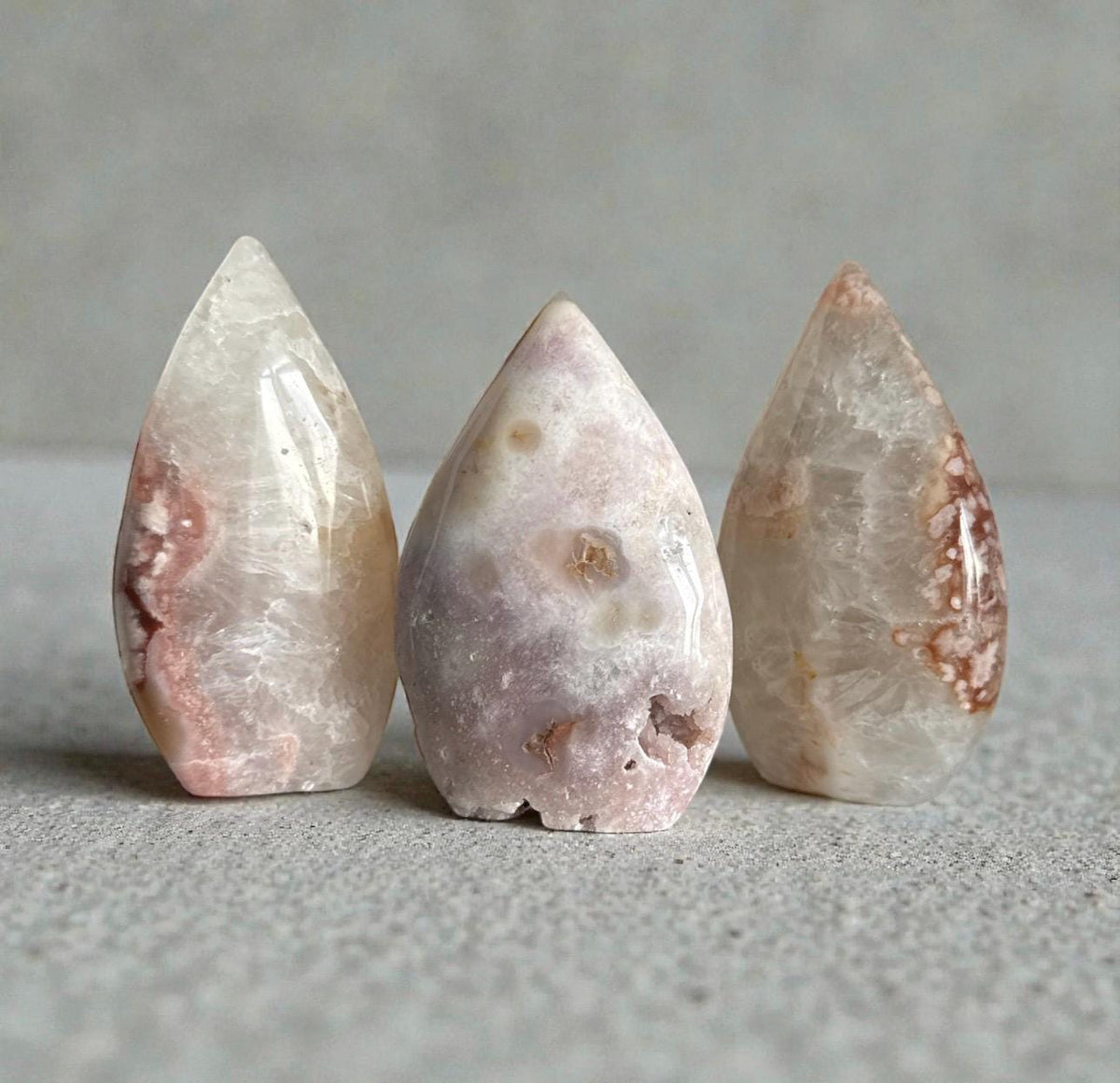 Pink Amethyst & Flower Agate Crystal Flame: Emotional Healing Stone