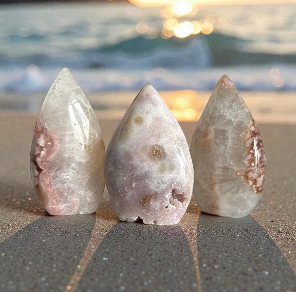 Pink Amethyst & Flower Agate Crystal Flame: Emotional Healing Stone