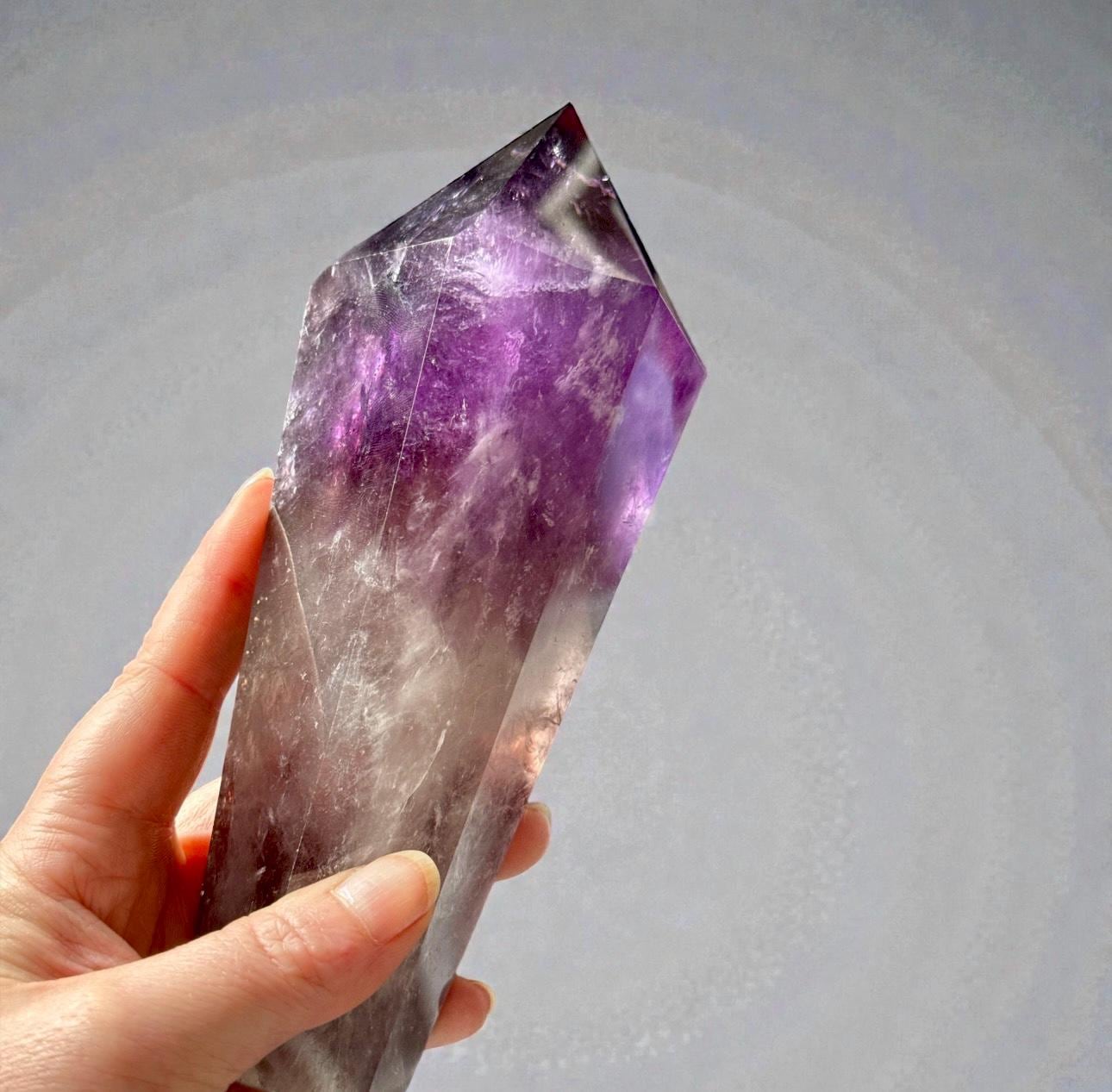 Bahia Amethyst Dragon Tooth Crystal Wand: Rainbow, Phantom & Smokey Citrine