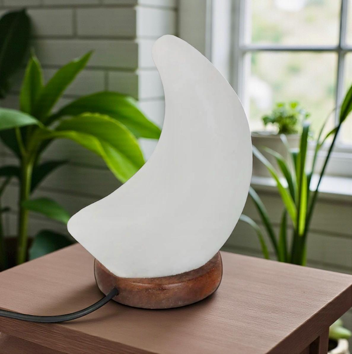 Himalayan Salt Moon Lamp – White Crystal USB Light