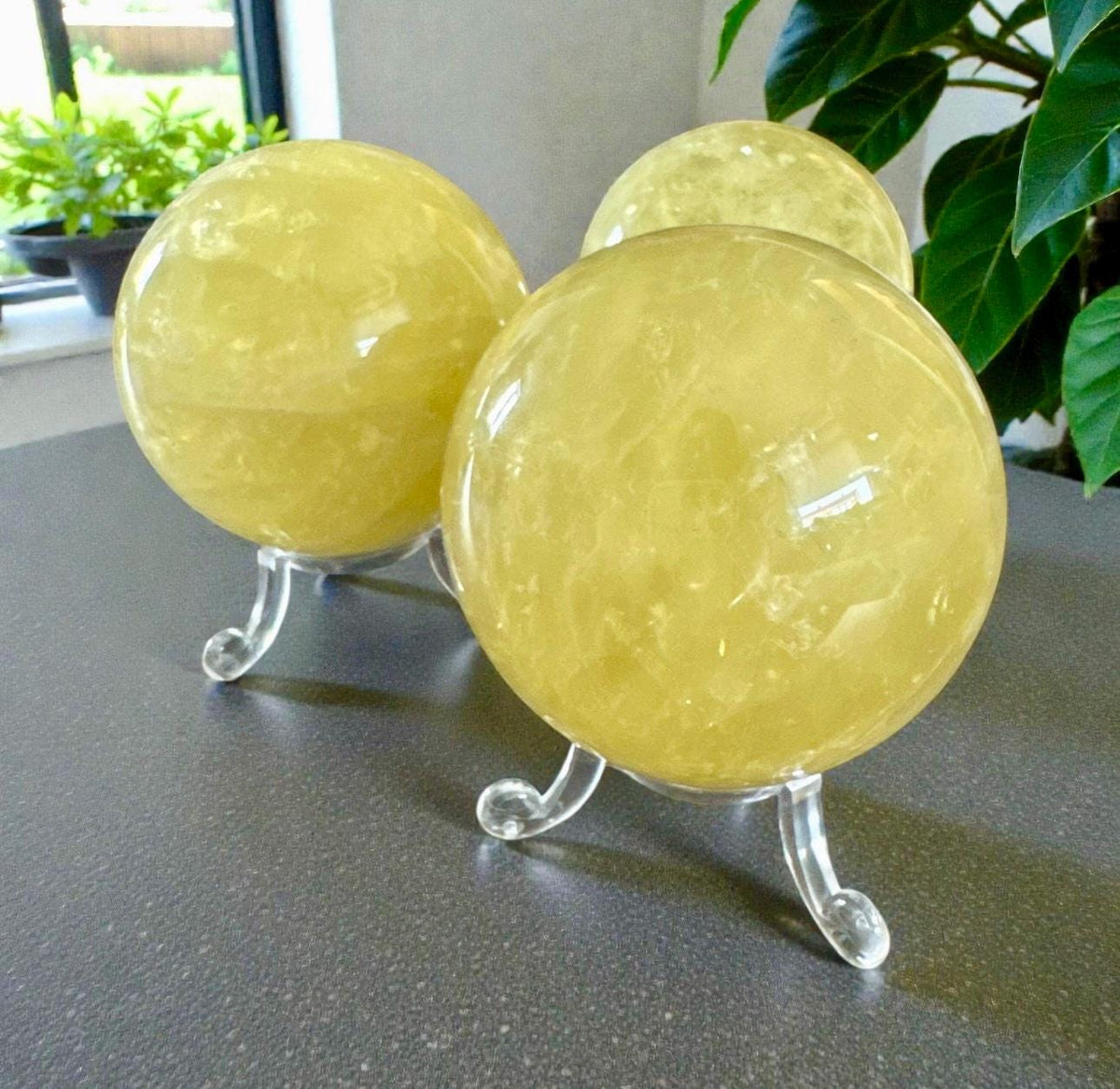Lemon Quartz Crystal Sphere | Polished Stone, Optional LED Stand