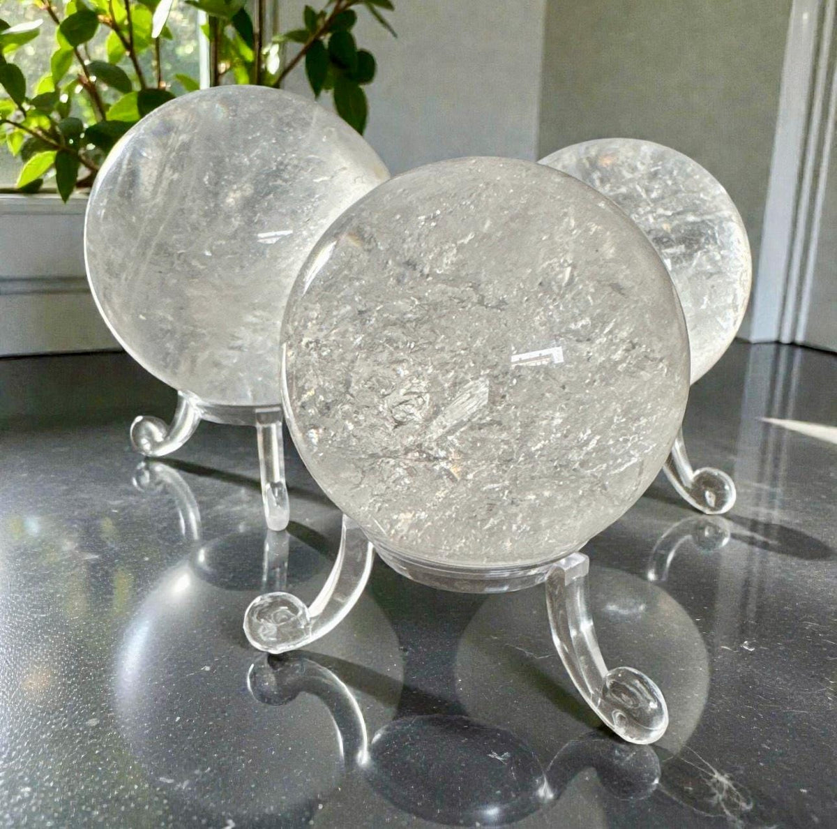 Clear Quartz Crystal Sphere | Master Healer Stone, Optional Light Stand