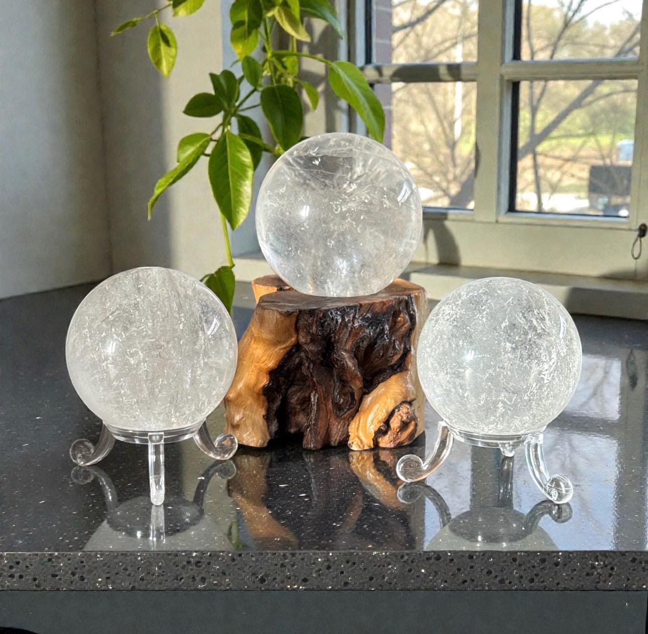 Clear Quartz Crystal Sphere | Master Healer Stone, Optional Light Stand