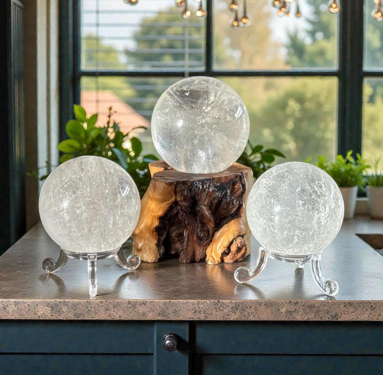 Clear Quartz Crystal Sphere | Master Healer Stone, Optional Light Stand