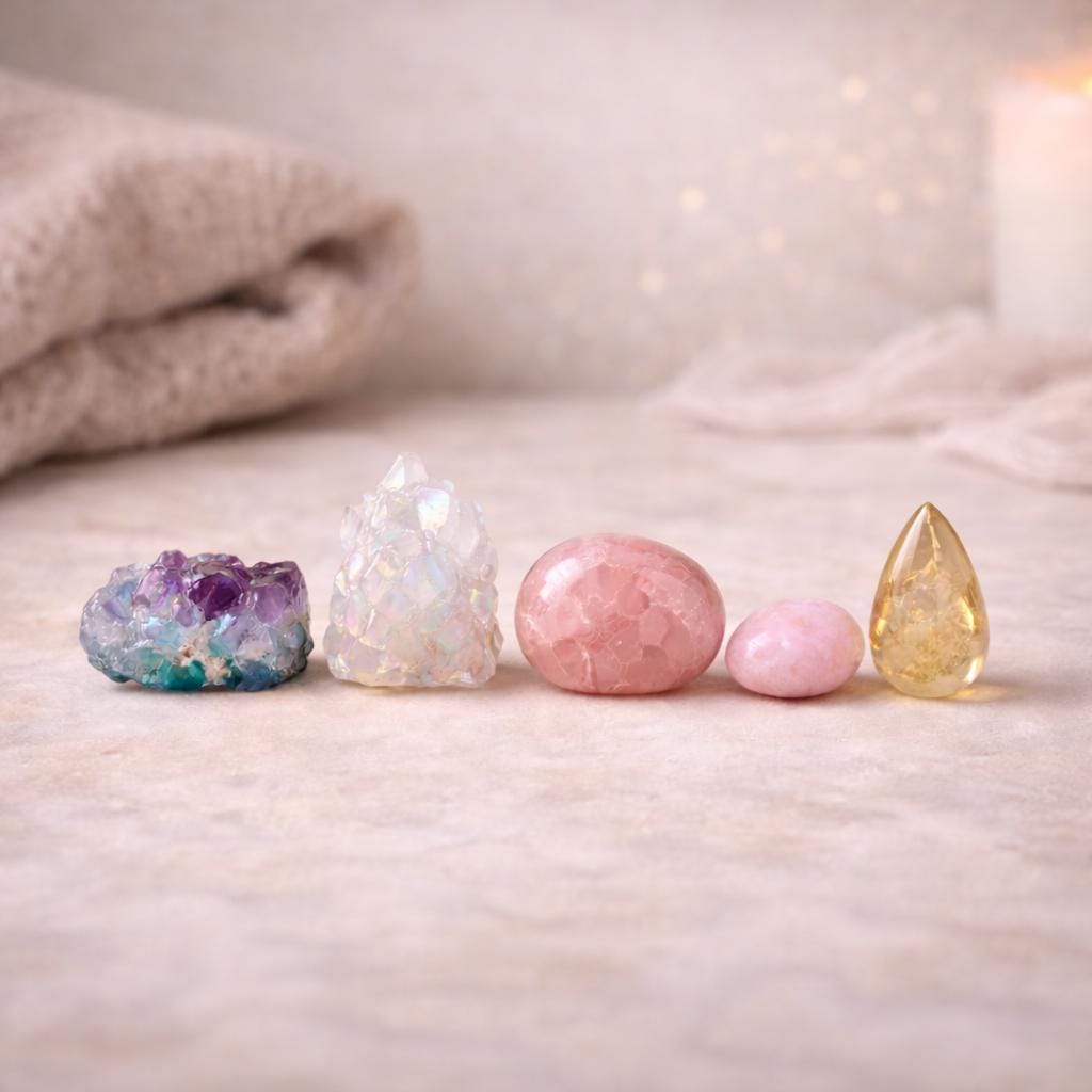 A Quiet Winter Evening Crystal Set. Rest • Stillness • Comfort. Crystal Story Bundle 3