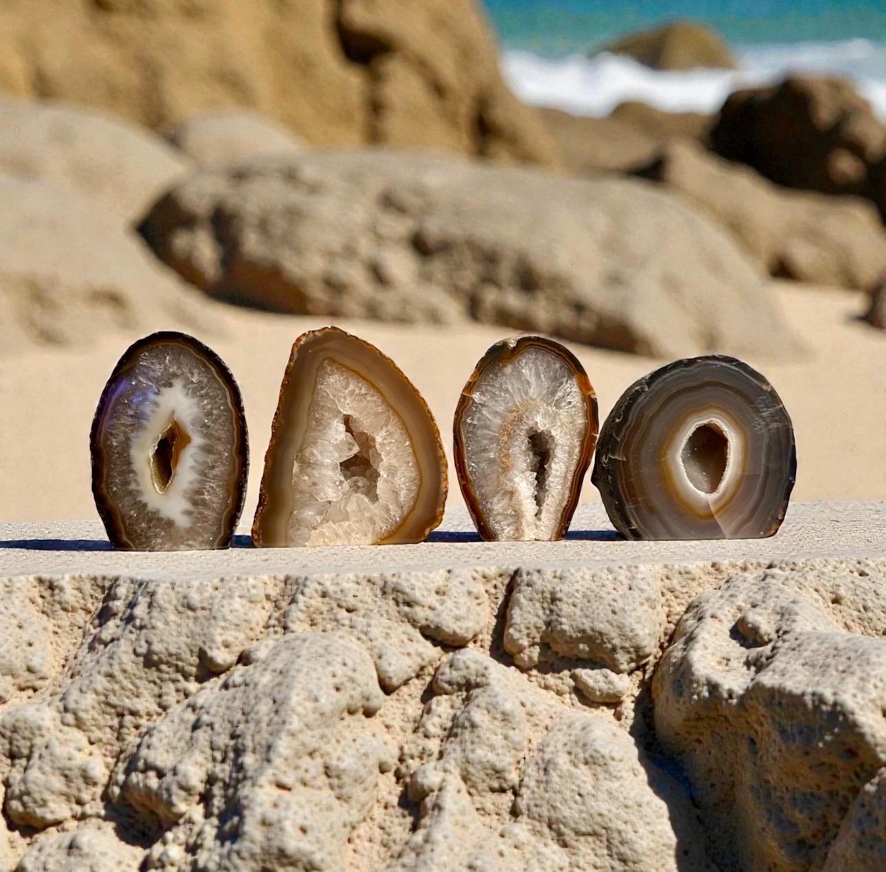 Natural Agate Crystal Slice: Standing Display Piece