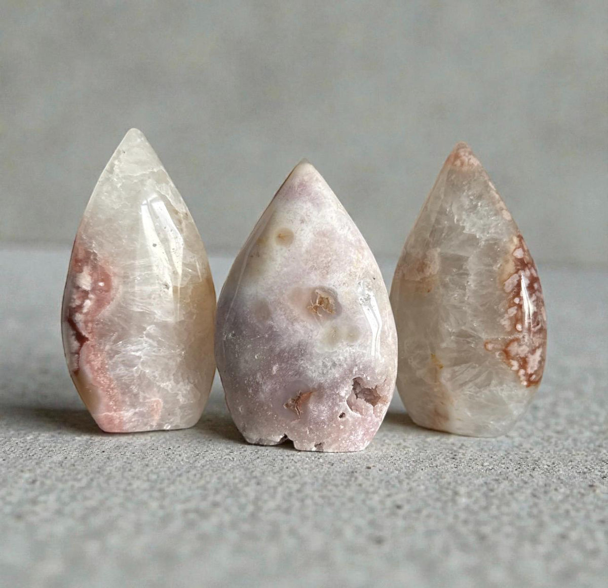 Pink Amethyst & Flower Agate Crystal Flame: Emotional Healing Stone