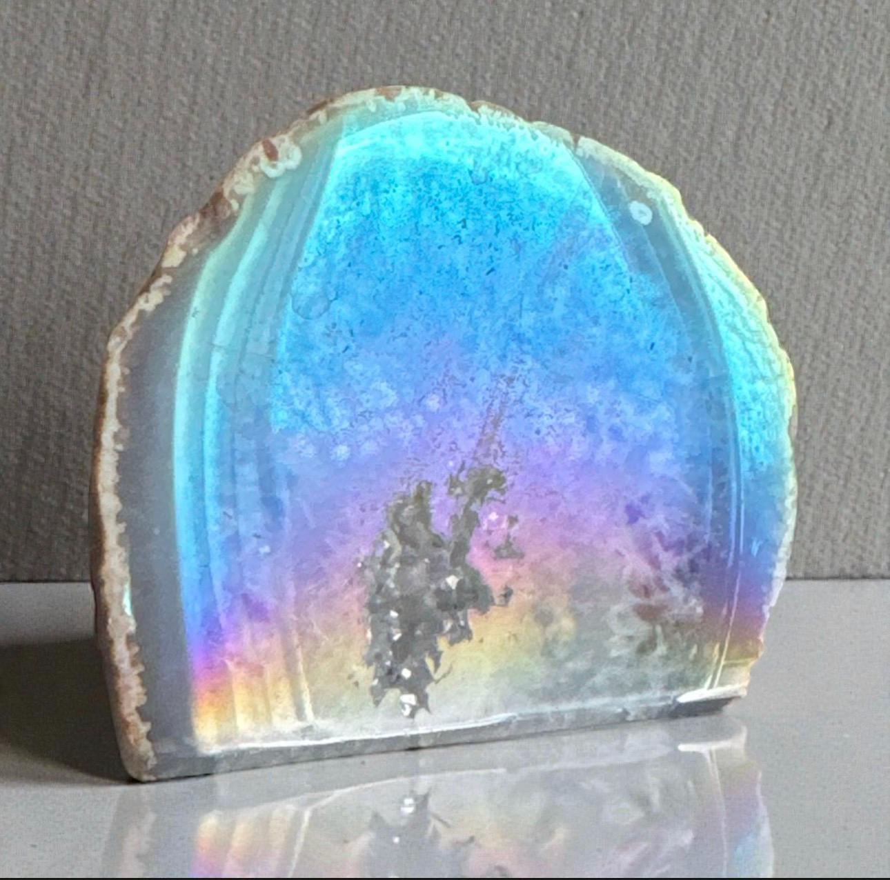 Aura Agate Geode Druze: Ethereal Standing Stone
