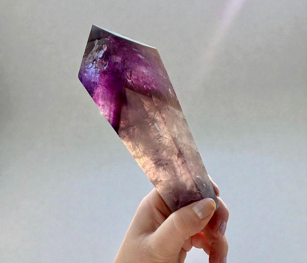 Bahia Amethyst Dragon Tooth Crystal Wand: Rainbow, Phantom & Smokey Citrine