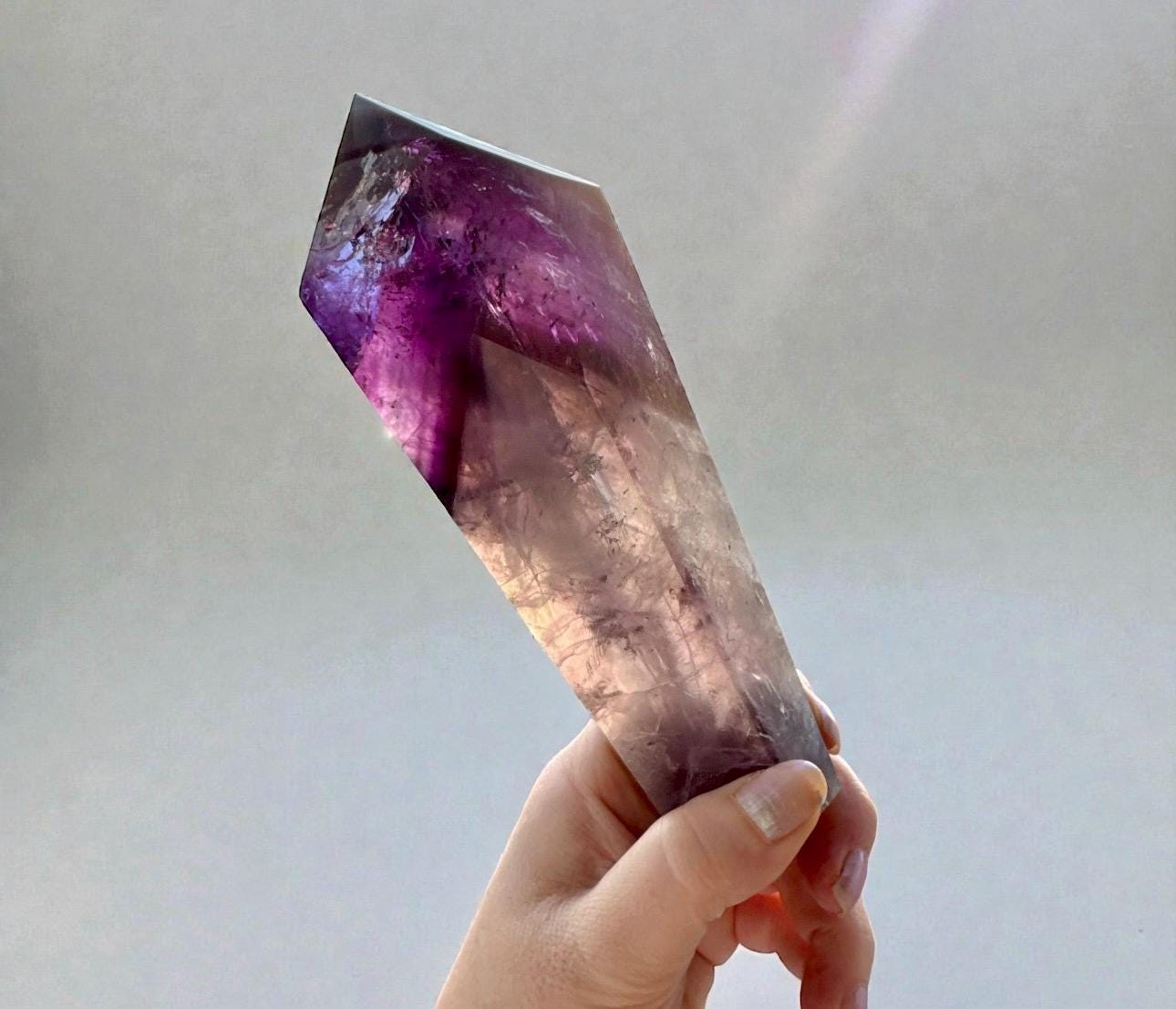 Bahia Amethyst Dragon Tooth Crystal Wand: Rainbow, Phantom & Smokey Citrine