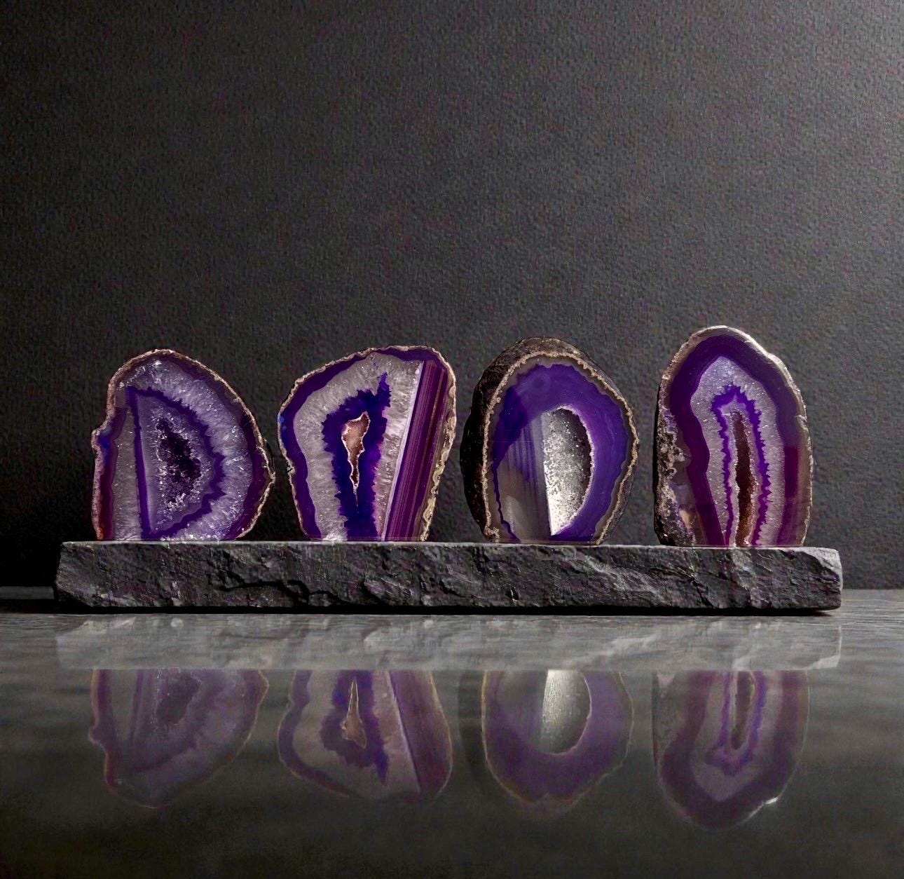 Purple Agate Crystal Slice: Intuition & Spiritual Growth