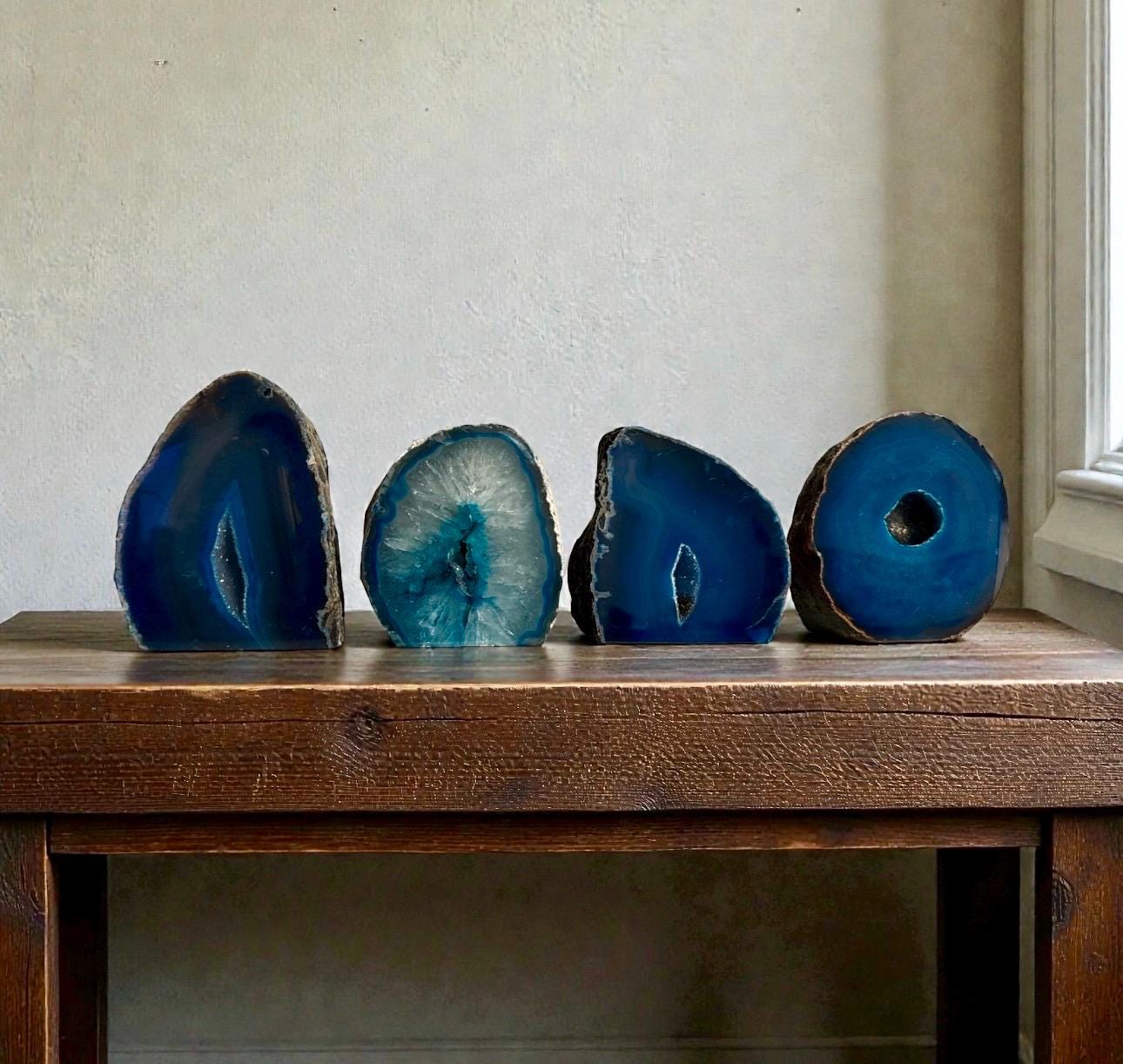 Teal Agate Standing Cut Base: Crystal of Renewal & Balance