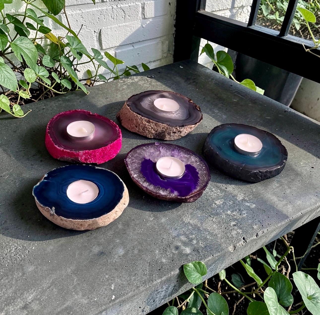 Agate Geode Candle Holder: Ethereal Crystal Home Decor