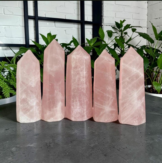 Rose Quartz Crystal Tower: Love and Compassion Healing Stone