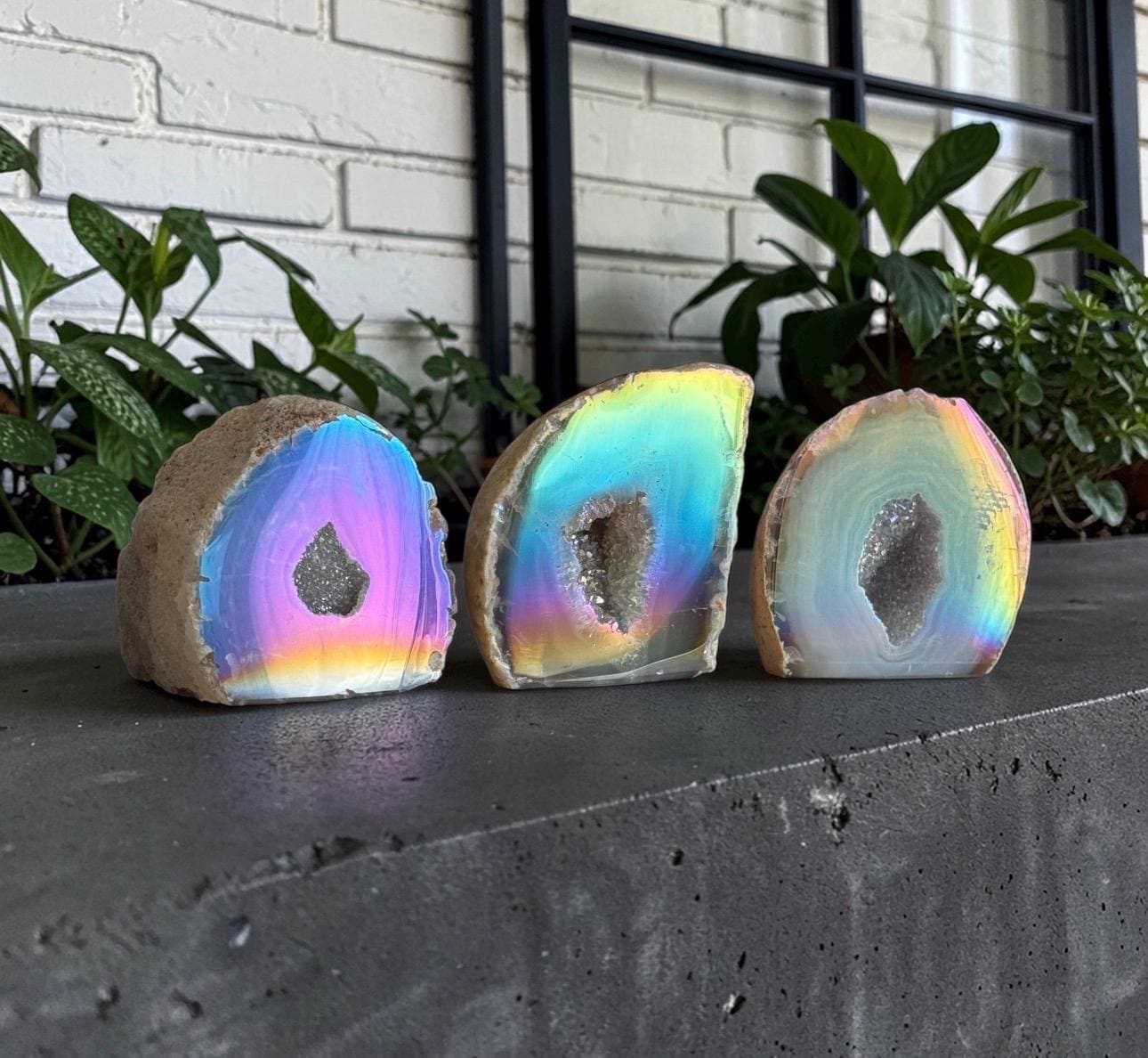 Aura Agate Geode Druze: Ethereal Standing Stone