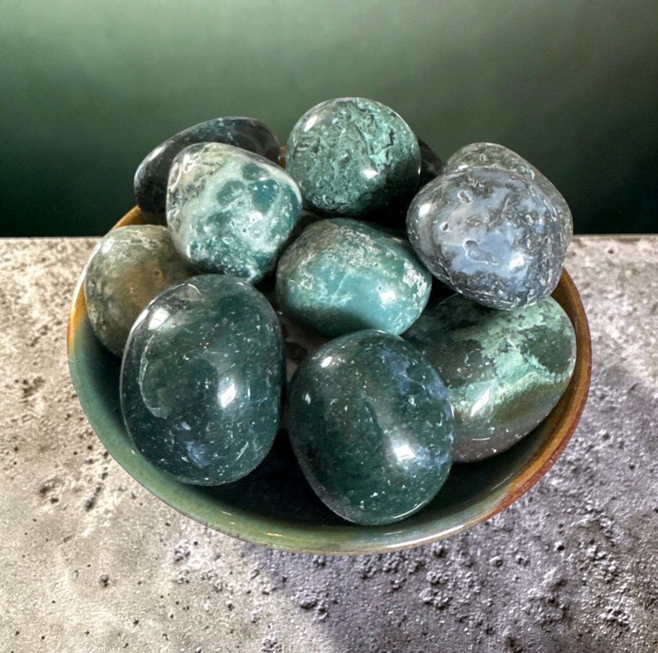 Moss Agate Spherical Tumble Stone | Nurturing Earth Energy in Every Stone