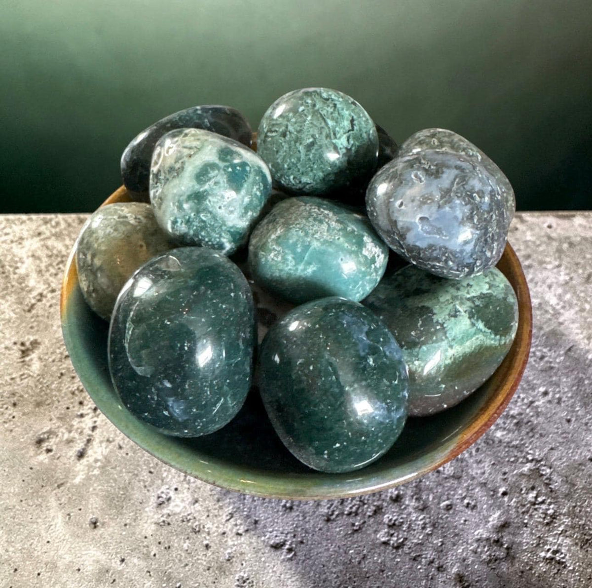 Moss Agate Spherical Tumble Stone | Nurturing Earth Energy in Every Stone