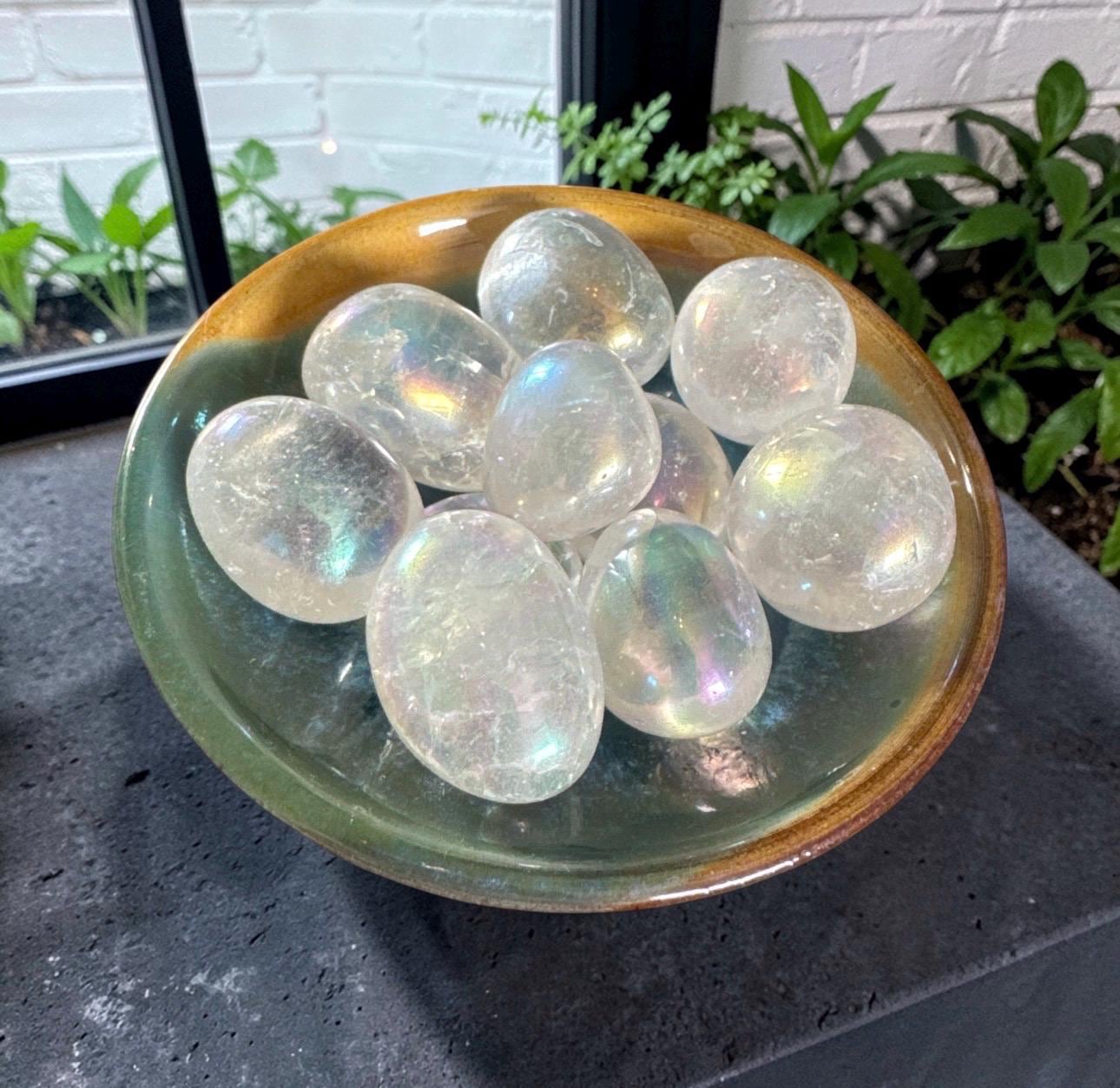 Angel Aura Quartz Tumble Stone – Radiant Iridescent Crystal for Joy & Serenity