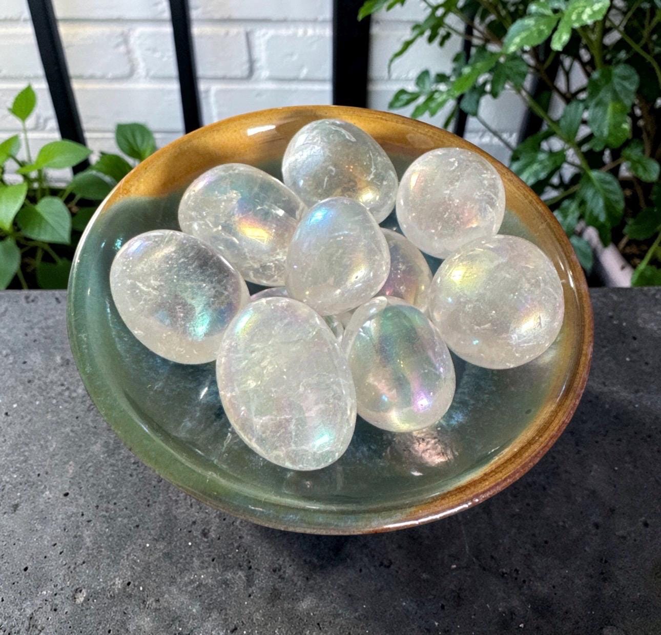 Angel Aura Quartz Tumble Stone – Radiant Iridescent Crystal for Joy & Serenity