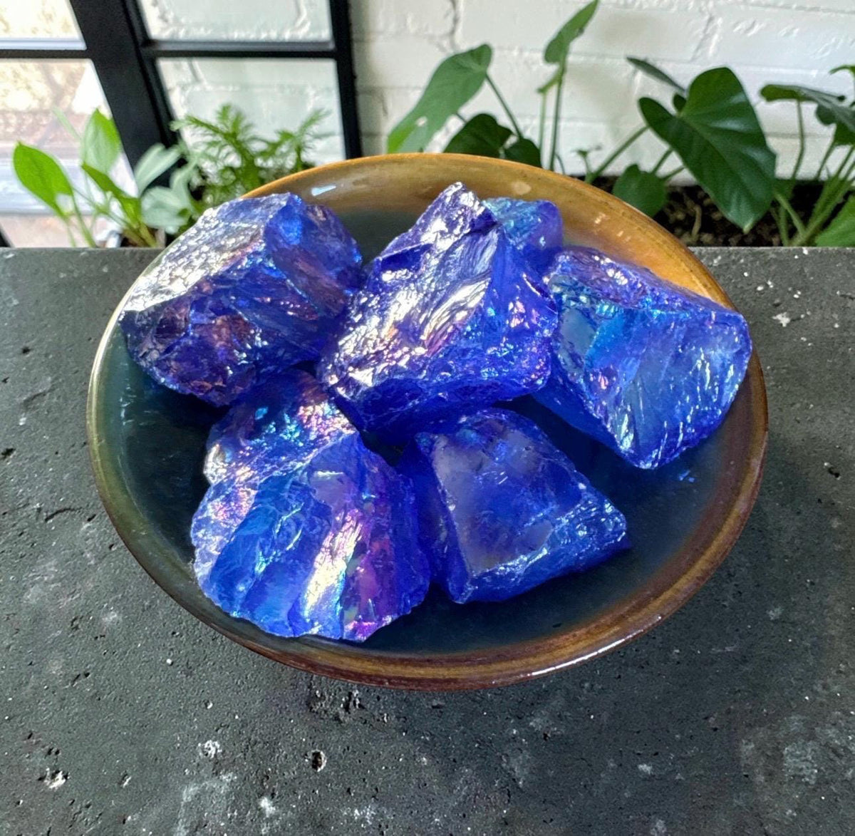 Aura Blue Quartz Crystal Chunk: Iridescent Healing Stone