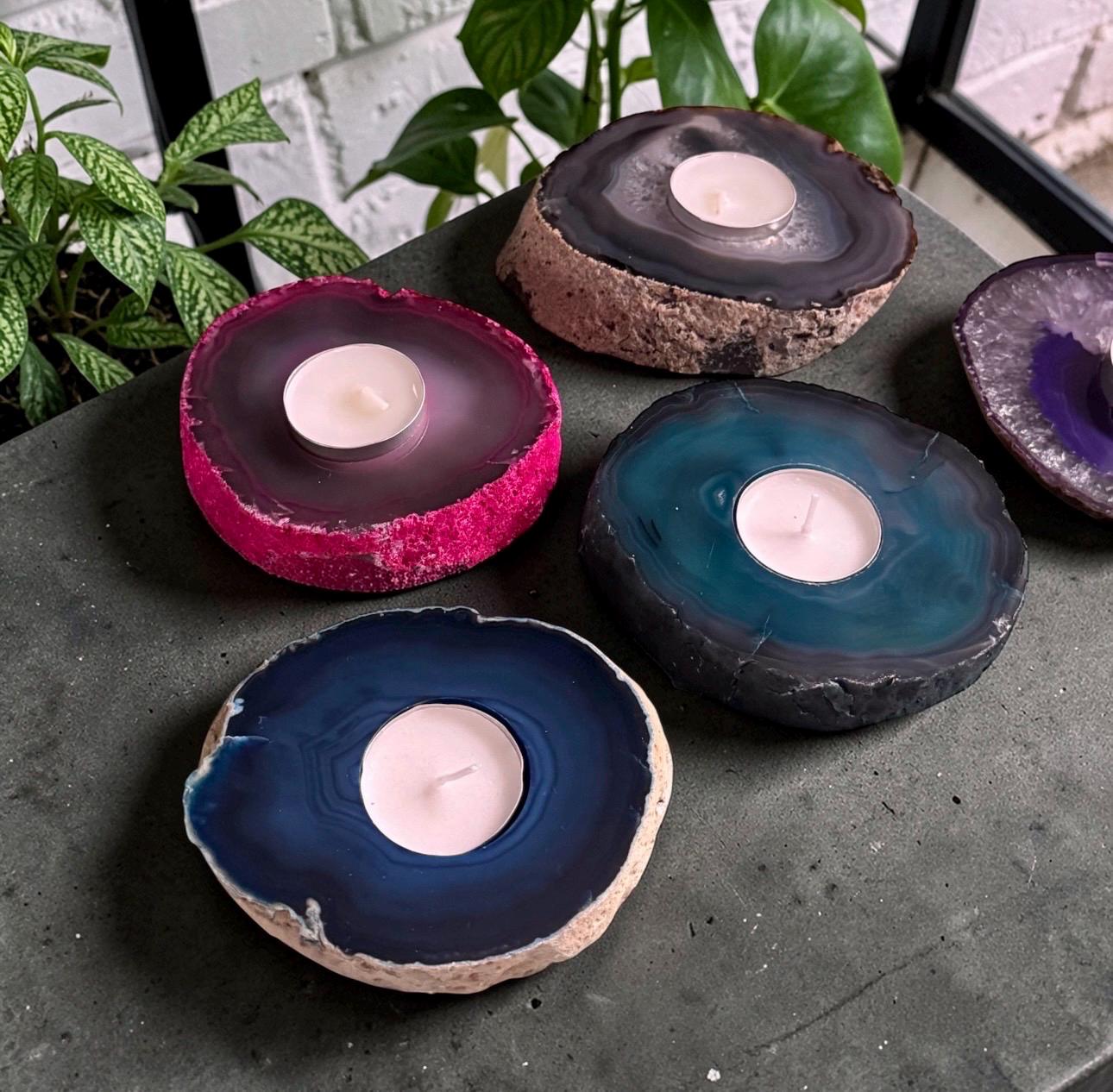 Agate Geode Candle Holder: Ethereal Crystal Home Decor