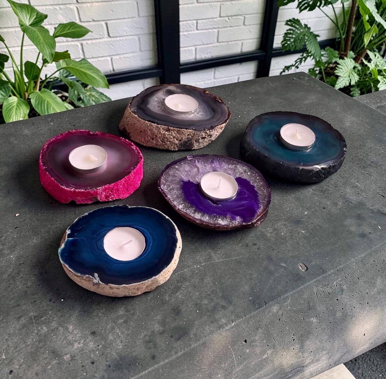 Agate Geode Candle Holder: Ethereal Crystal Home Decor