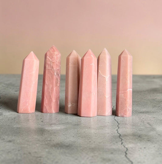 Pink Opal Crystal Tower: Healing Gemstone Obelisk