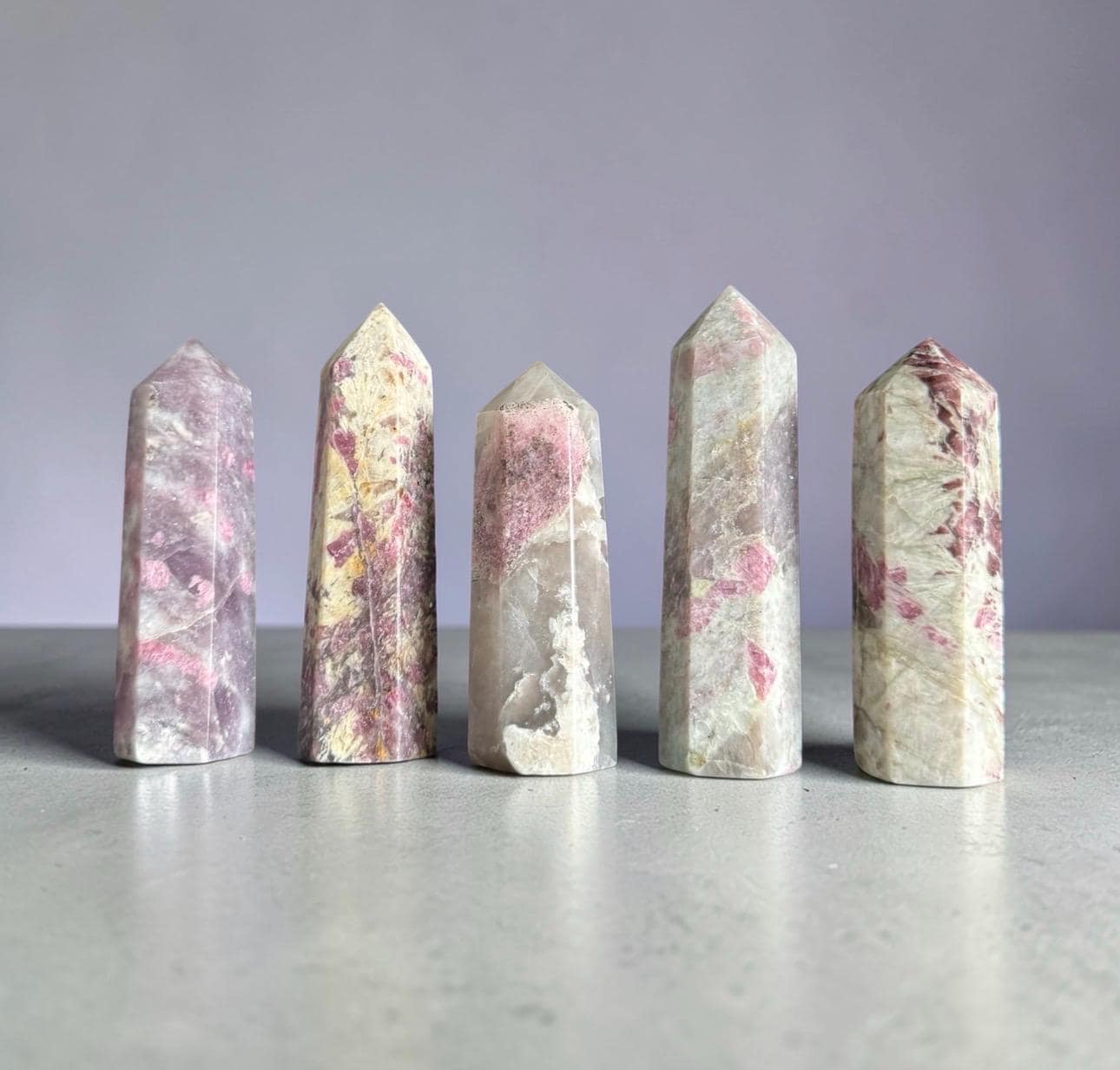 Unicorn Stone Tower – Pink Tourmaline, Lepidolite & Smokey Quartz (65mm–75mm)