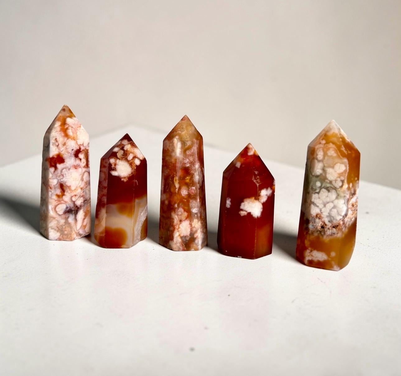 Carnelian & Flower Agate Small Crystal Tower: Luna by Louise