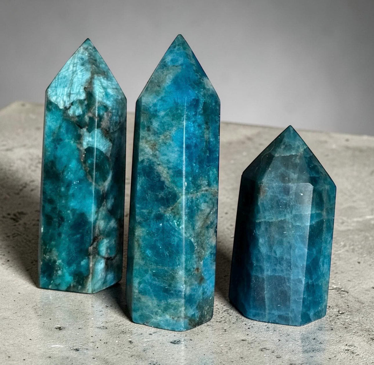 Blue Apatite Crystal Tower: Gemstone Obelisk, Vibrant Energy