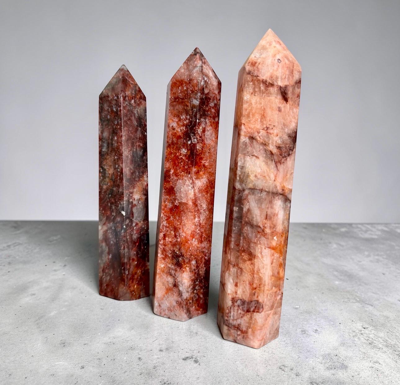 Fire Quartz Large Tower: Hematoid Crystal, Polished Standing Stone