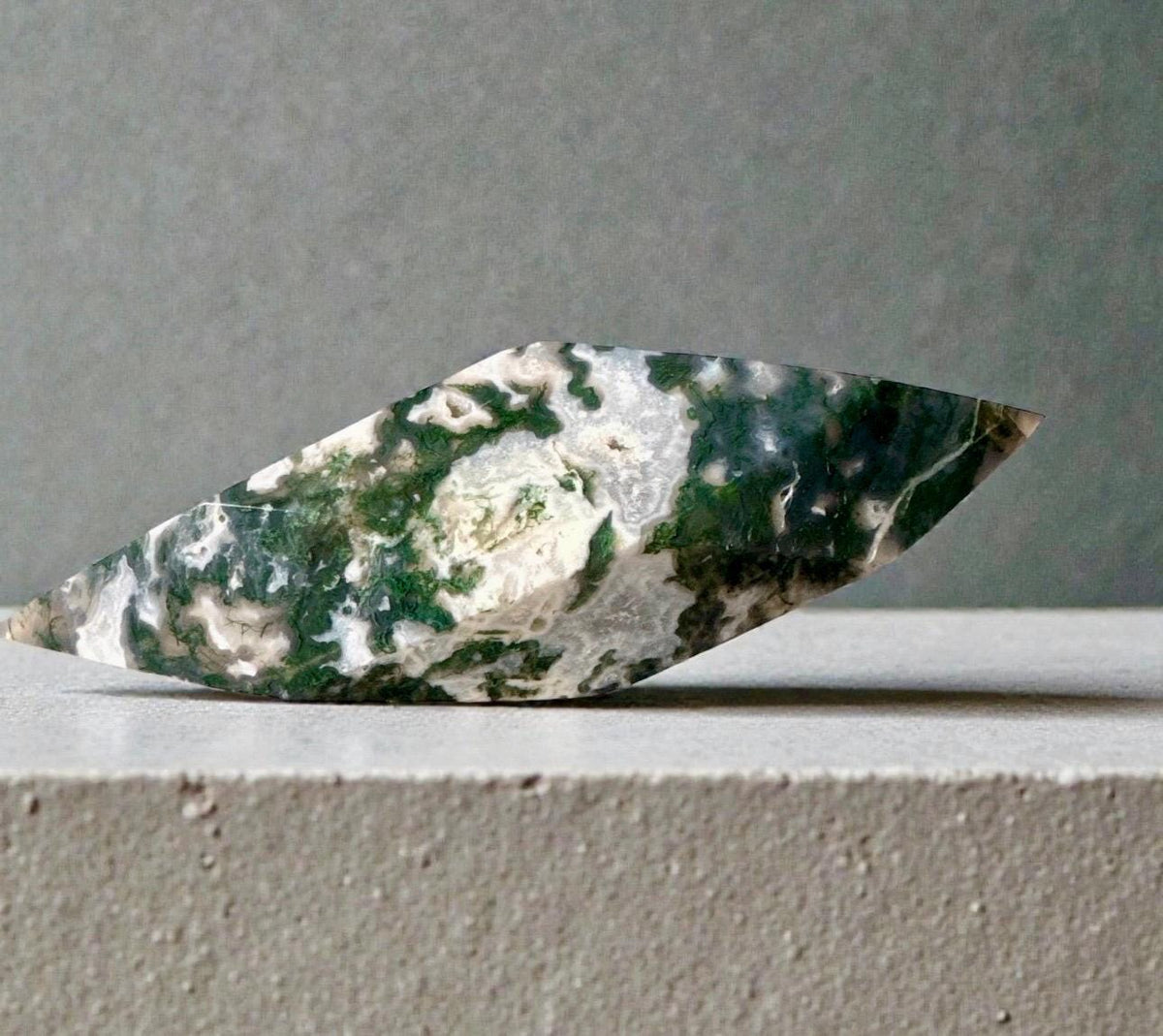 Moss Agate Prism: Unique Crystal Free Form