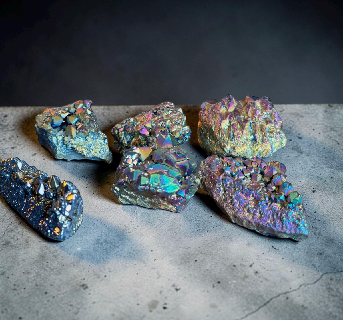 Titanium Aura Amethyst Cluster: High-Energy Spiritual Crystal