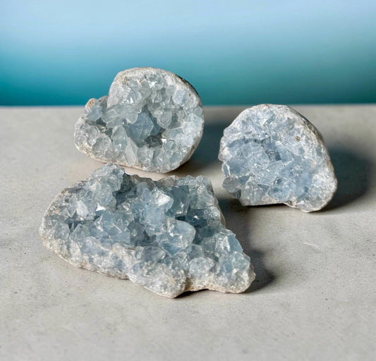 Celestite Clusters ( Medium ) Luna by Louise, Crystal Shop UK | Calming Celestial Crystal for Serenity