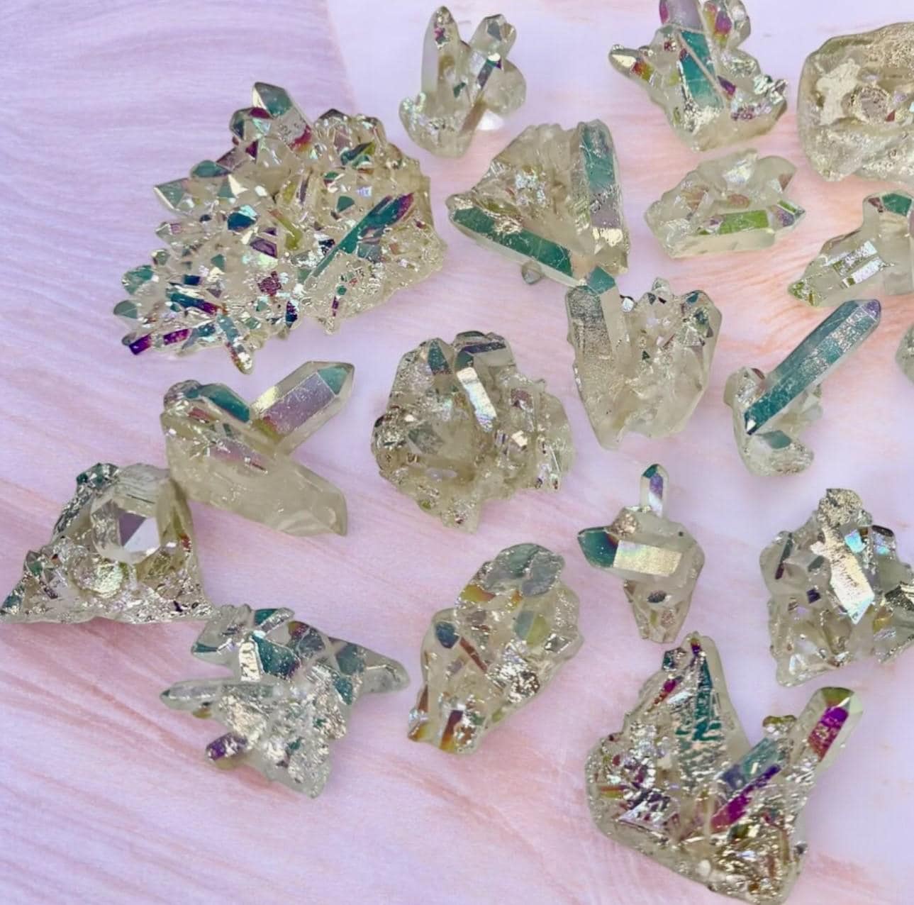 Angel Aura White Quartz Cluster: Iridescent Crystal Healing