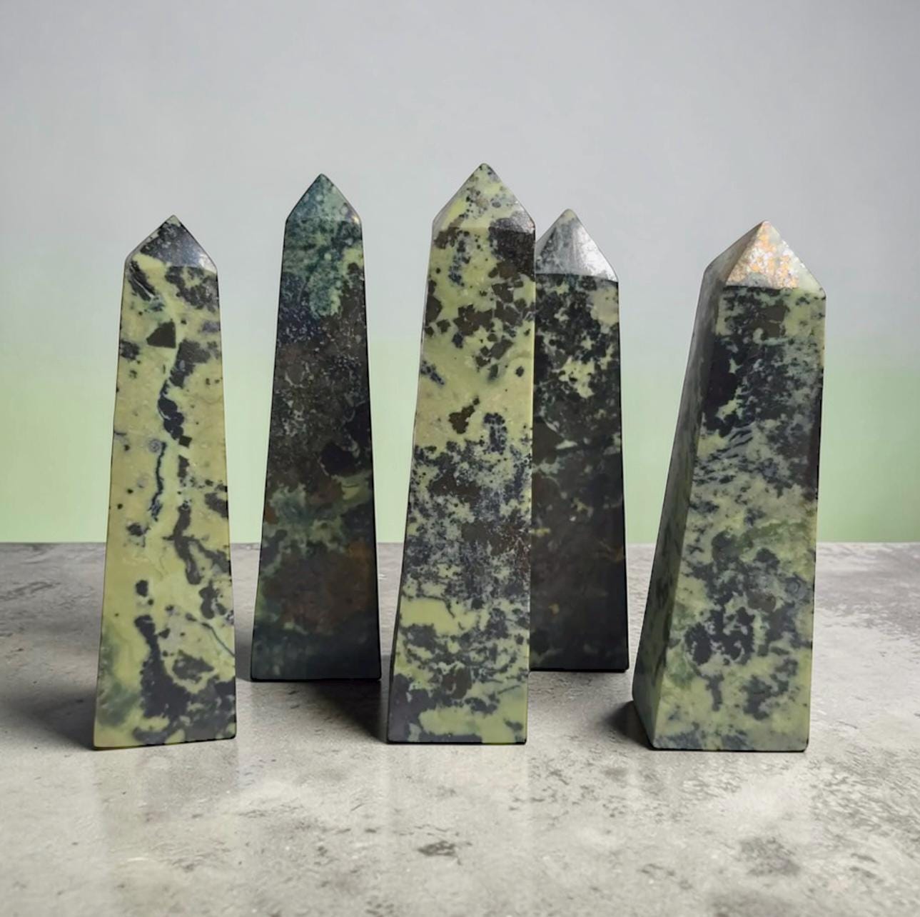 Serpentine Crystal Towers – Grounding & Earth Energy Points | Luna by Louise, Crystal Shop UK