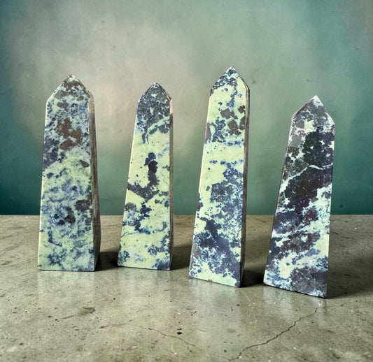 Serpentine Crystal Towers – Grounding & Earth Energy Points | Luna by Louise, Crystal Shop UK
