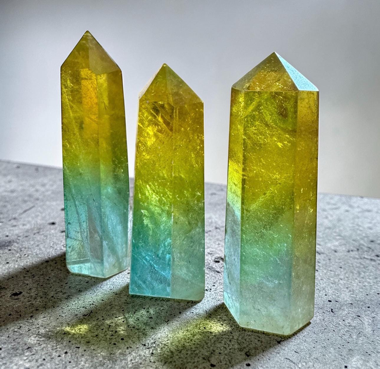 Yellow Green Aura Quartz Towers | Ombre Crystal Points, Sunshine Energy